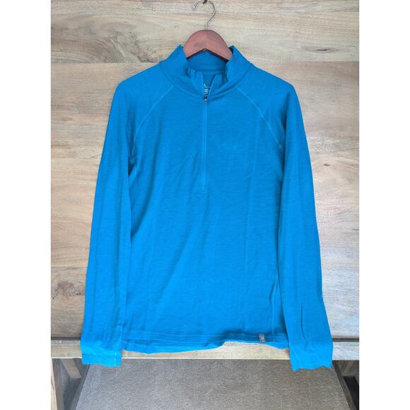 Ibex 1/2 Zip Pullover Womens Large Teal Woolies Pro Tech Long Sleeve LS0004 NWT - Picture 1 of 5
